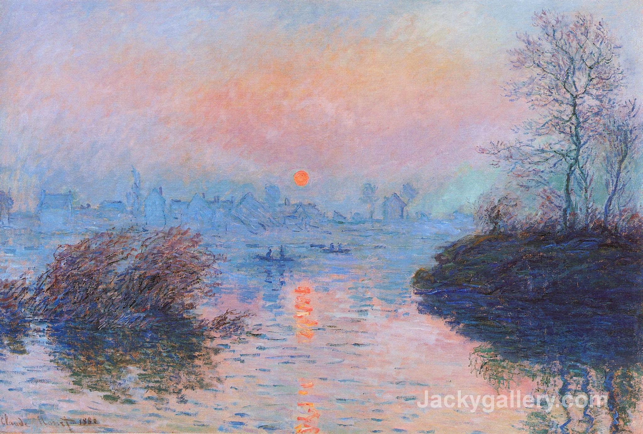 Sunset on the Seine at Lavacourt, Winter Effect by Claude Monet paintings reproduction - Click Image to Close